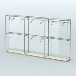 Торговая система ХРОМ (задняя стенка - стекло) 3600 мм с поручнями №6, Крем Вайс