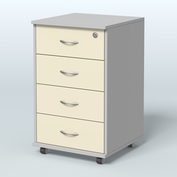 Тумба подкатная 4 ящика, цвет венге, Серый + Крем Вайс