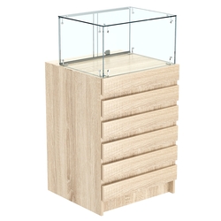 Торговый прилавок с прозрачной витриной и фасадным декором №5Э-14, Дуб сонома