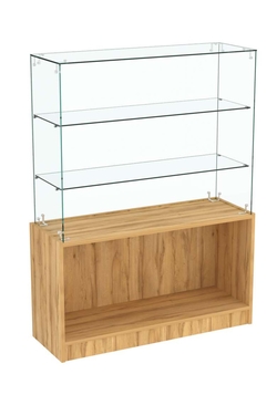 Узкий стеклянный прилавок СЛИМ №101 открытого доступа, Дуб Золотистый