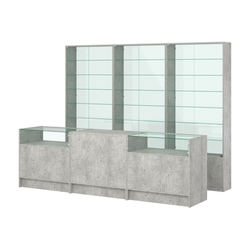 Комплект витрин с регулировочными полками NE-6 №12-1 и прилавков ЭК-2, Метрополитан Грей