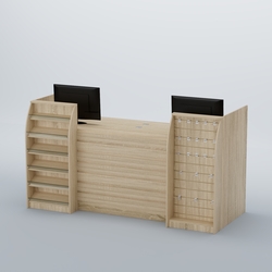 Ресепшен Атлант с накладными планками наклонными полками и экономпанелью №9, Дуб сонома