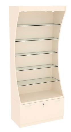 Витрина Радуга с верхней подсветкой №1-1 (Т-16) З/C-ДВП, Крем Вайс