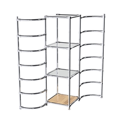 Хромированное вешало ДУГА №1-4 с зеркальными полками 4 мм, Дуб Золотистый