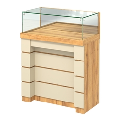 Торговый прилавок с утопленным фасадом широкий №УФ-1-900, Дуб Золотистый и Крем Вайс