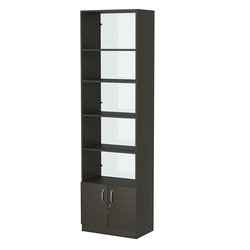 Стеллаж из ДСП с 4-мя полками 350x600 мм серии LEVEL-4 №6-1 (З/C - СТЕКЛО), Черный