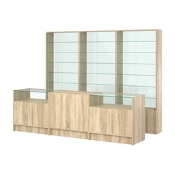 Комплект витрин с регулировочными полками NE-6 №12-1 и прилавков ЭК-2, Дуб сонома