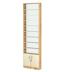 Стеллаж из ДСП с 8-ю полками 150x600 мм серии LEVEL-8 №2-1 (З/C - СТЕКЛО), Дуб Золотистый и Крем Вайс