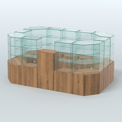 Стеклянный островок-павильон серии КОЛЬЦО прямоугольный №6, Орех