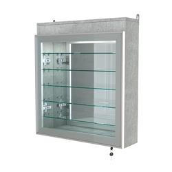 Витрина настенная №1-8А с пятью полками, подсветкой и зеркалом серии Collecto, Метрополитан Грей