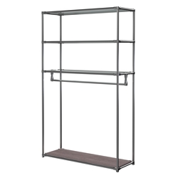 Хромированное вешало БАШНЯ №6-1 с полками стекло 6мм (прозрачное), Ясень Анкор темный - U31105