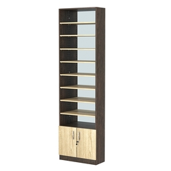 Стеллаж из ДСП с 8-ю полками 250x600 мм серии LEVEL-8 №4-2 (З/C - ЗЕРКАЛО), Дуб Венге + Дуб Сонома