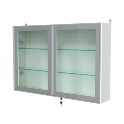 Витрина настенная №3-1А широкая со стеклянными полками серии Collecto, Белый