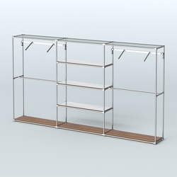 Торговая система ХРОМ без ДСП 3600 мм с зеркальными полками и поручнями №10, Орех