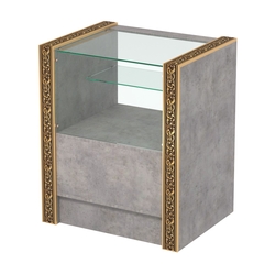 Недорогой прилавок малый с декоративными молдингами №ПДМ-3-600, Бетон Чикаго светло-серый F186 ST9