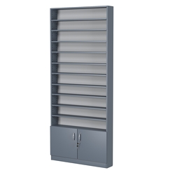 Стеллаж из ДСП с 10-ю полками 150x900 мм серии LEVEL-10 №9 (З/C - ДВП), Темно-Серый