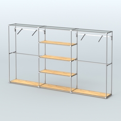 Торговая система ХРОМ без ДСП 3600 мм с полками ДСП и поручнями №10, Дуб Золотистый