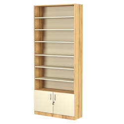 Стеллаж из ДСП с 6-ю полками 300x900 мм серии LEVEL-6 №12 (З/C - ДВП), Дуб Золотистый и Крем Вайс