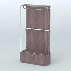 Торговая система ХРОМ (задняя стенка - ДСП) 1200 мм №2-1 с тумбой Т-11 и поручнями, Ясень Анкор темный