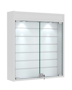 Витрина настенная №1-2Б с эконом панелью и фризом, Серый