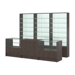 Комплект витрин с наклонными полками SL-6 №12-1 и прилавков ЭК-3, Дуб Венге