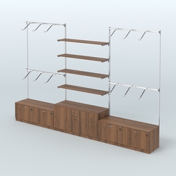 Система Neo Fix №3 с полками из ДСП, поручнями и тумбами T-15 и Т-22, Орех