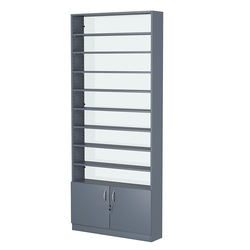 Стеллаж из ДСП с 8-ю полками 200x900 мм серии LEVEL-8 №10-1 (З/C - СТЕКЛО), Темно-Серый