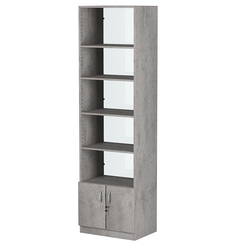 Стеллаж из ДСП с 4-мя полками 400x600 мм серии LEVEL-4 №7-1 (З/C - СТЕКЛО), Бетон Чикаго светло-серый F186 ST9