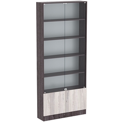 Торговая витрина Level №11-4п с 4-мя полками из ДСП 250х900мм, Ясень Анкор темный + Ясень Анкор светлый