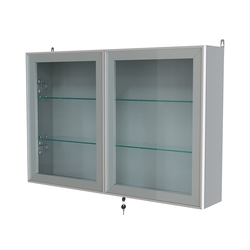 Витрина настенная №3-1А широкая со стеклянными полками серии Collecto, Серый