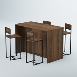 Комплект барный стол "Кофе-брейк" №5 и стулья, Орех