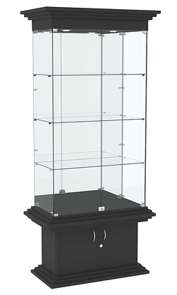 Витрина широкая с тремя полками и зеркалом КОЛОСС №3, Черный