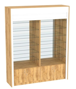 Торговая витрина двухсекционная с рольставнями ИСДВ-132, Дуб Золотистый
