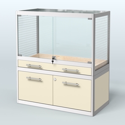 Витрина низкая для продажи средних млекопитающих в зоомагазин серии КУНЬИ-01, Крем Вайс