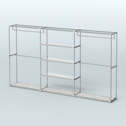 Торговая система ХРОМ без ДСП 3600 мм с зеркальными полками и поручнями №2, Метрополитан Грей