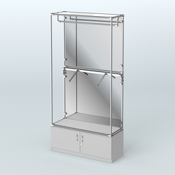 Торговая система ХРОМ (задняя стенка - зеркало) 1200 мм №2-4 с тумбой Т-21 и поручнями, Серый