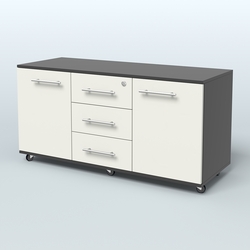 Тумба сервисная Индиго с 3 ящиками с замком и 2 фасадами, Черный + Белый