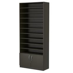 Стеллаж из ДСП с 9-ю полками 350x900 мм серии LEVEL-9 №13 (З/C - ДВП), Черный