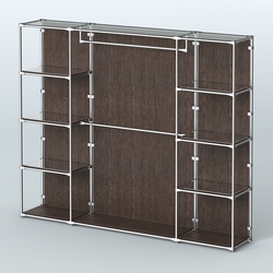 Торговая система ХРОМ (задняя стенка - ДСП) 3600 мм с зеркальными полками и поручнями №3, Дуб Венге