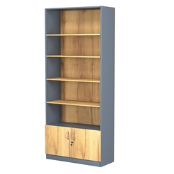 Стеллаж из ДСП с 4-мя полками 400x900 мм серии LEVEL-4 №14 (З/C - ДВП), Темно-серый и Дуб Золотистый