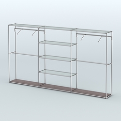 Торговая система ХРОМ без ДСП 3600 мм с прозрачными полками и поручнями №10, Ясень Анкор темный