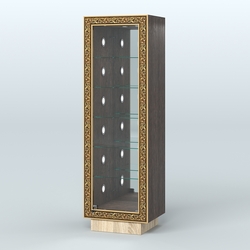 Низкая пристенная витрина с декором НБА-503С, Дуб Венге + Дуб Сонома