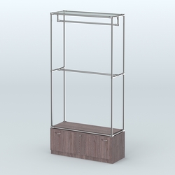 Торговая система ХРОМ без ДСП 1200 мм №1-1 с тумбой Т-11 и поручнями, Ясень Анкор темный