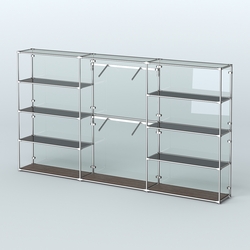 Торговая система ХРОМ (задняя стенка - стекло) 3600 мм с тонированными полками и поручнями №6, Дуб Венге