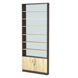 Стеллаж из ДСП с 6-ю полками 100x900 мм серии LEVEL-6 №8-2 (З/C - ЗЕРКАЛО), Дуб Венге + Дуб Сонома