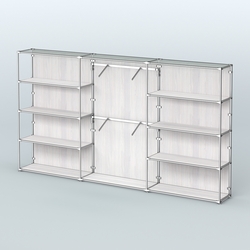 Торговая система ХРОМ (задняя стенка - ДСП) 3600 мм с полками ДСП и поручнями №6, Ясень Анкор светлый