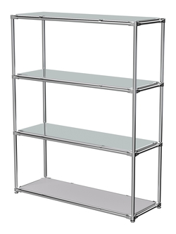 Торговый хромированный стеллаж с зеркальными полками №7, Серый