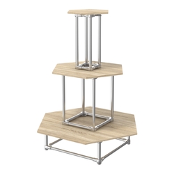 Торговый хромированный остров ПИРАМИДА №7 (полки ДСП 16мм), Дуб Сонома