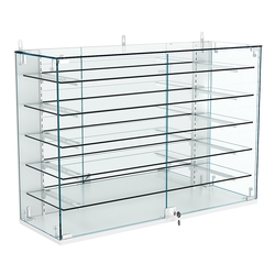 Витрина настенная НЕО №3-4 с зеркалом и пятью полками, Серый