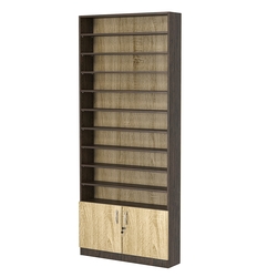 Стеллаж из ДСП с 9-ю полками 200x900 мм серии LEVEL-9 №10 (З/C - ДВП), Дуб Венге + Дуб Сонома